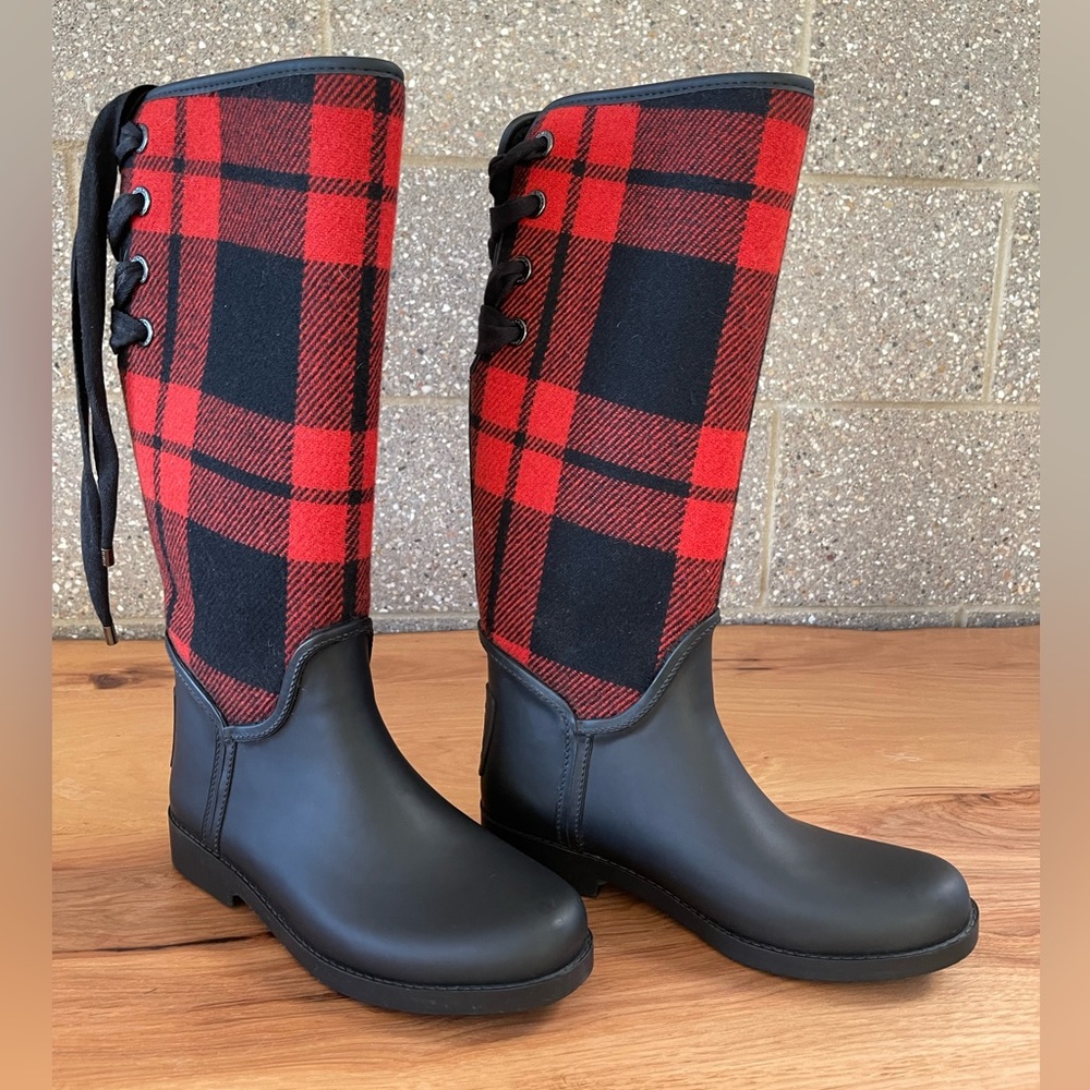 NWOT Coach Women’s Red Plaid Riding Boots - Size 8 - Picture 2 of 6